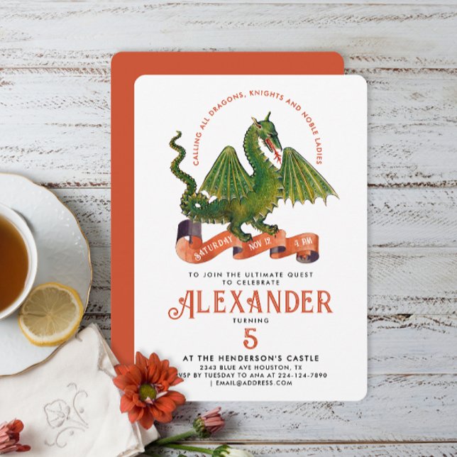 Convite Cujo Dragão Verde Laranja Verde Laranja Corajoso C (Criador carregado)