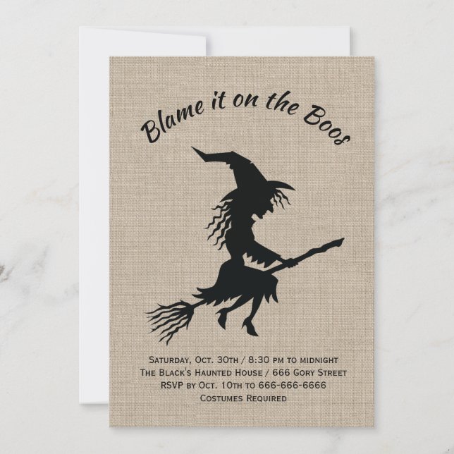 Convite Culpe-o no Festa de Boos Burlap Halloween (Frente)