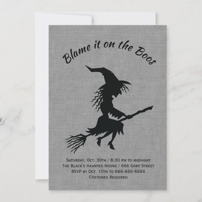 Convite Culpe-o no Partido Boos Linen Halloween (Frente)