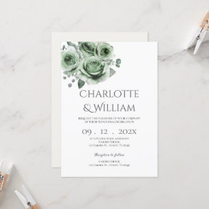 Convite Culturas verdes e flores brancas Casamento