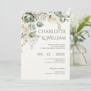 Convite Culturas verdes e flores brancas Casamento