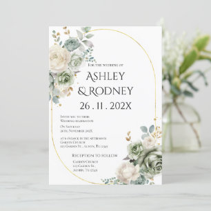 Convite Culturas verdes e flores brancas Casamento