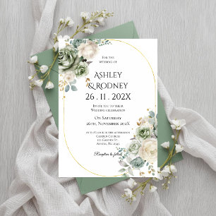 Convite Culturas verdes e flores brancas Casamento
