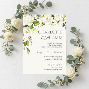Convite Culturas verdes e flores brancas Casamento