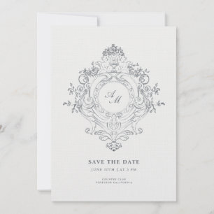 Convite Cume Barroco Elegante Estilo Preto Save the Date