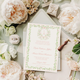 Convite Cume Doce com Laço Rosa   Casamento Monograma