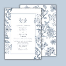 Cume Elegante Azul Francês Casamento Monograma