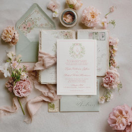 Convite Cume Elegante c/ Laço Rosa | Casamento Monograma