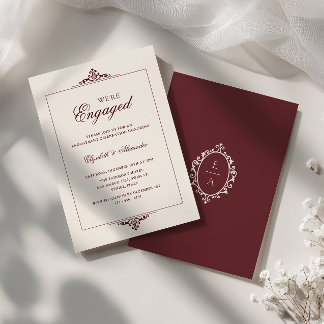 Convite Cume Oval Antigo Dinheiro Burgundy Nós Estamos Eng