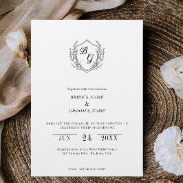 Convite Cume simples vintage elegante monograma casamento