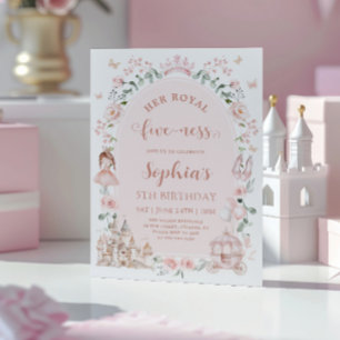 Convite Cumpleaños 5 años Princesa Rosa Claro Cuento de Ha