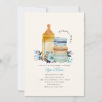 Cumprimentos Bebê Macarons Leite Floral Azul Chã d