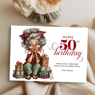Convite Cumprindo 50 mulher excêntrica divertido cumprimen