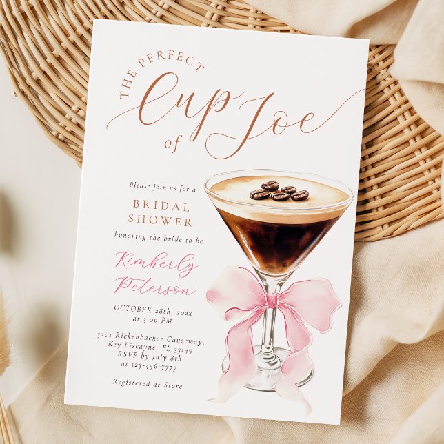Convite Cup of Joe Coquette Bridal Shower Invitation (Criador carregado)