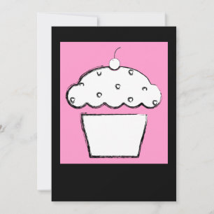 Convite cupcake cor-de-rosa da cereja