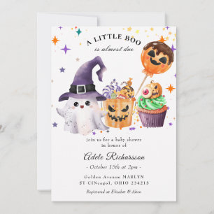 Convite Cupcake de Abóbora Fantasma de Halloween