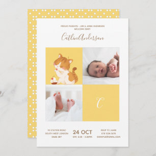 Convite Cupcake de gato - Chá de fraldas alfabético monogr