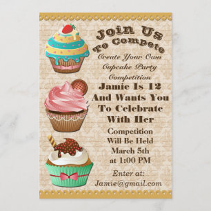 Convite Cupcake de guerra Assar de aniversário Fleur De Li