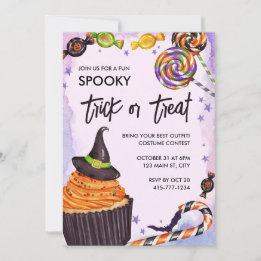 Convite Cupcake de Truque ou Tratamento de Halloween