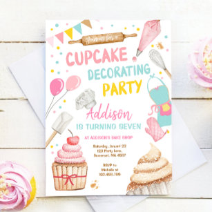 Convite Cupcake Decorando Festas Meninas Fazendo Aniversár