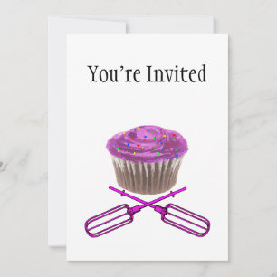 Convite Cupcake e batedores cruzados