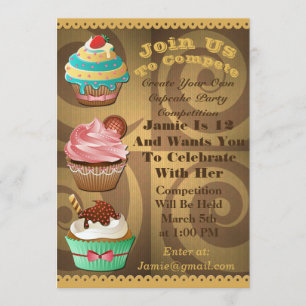 Convite Cupcake Guerras Assares Fora do Aniversário, Doura