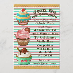 Convite Cupcake Guerras Assares Fora do Aniversário Fora d