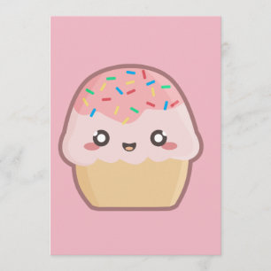 Convite cupcake Kawaii