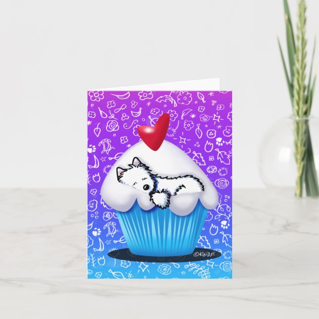 Convite Cupcake KiniArt Westie (Frente)