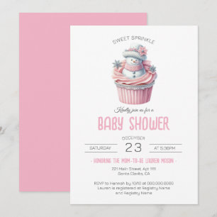 Convite Cupcake rosa, doce Chá de fraldas de aspersor