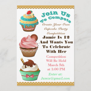 Convite Cupcake Wars Assar Fora do Aniversário Convidar Mu