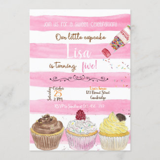 Convite Cupcakes Birthday Invitation, Cupcakes Invitation