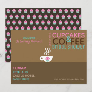 Convite CUPCAKES COFFEE Chá de panela cor-de-rosa