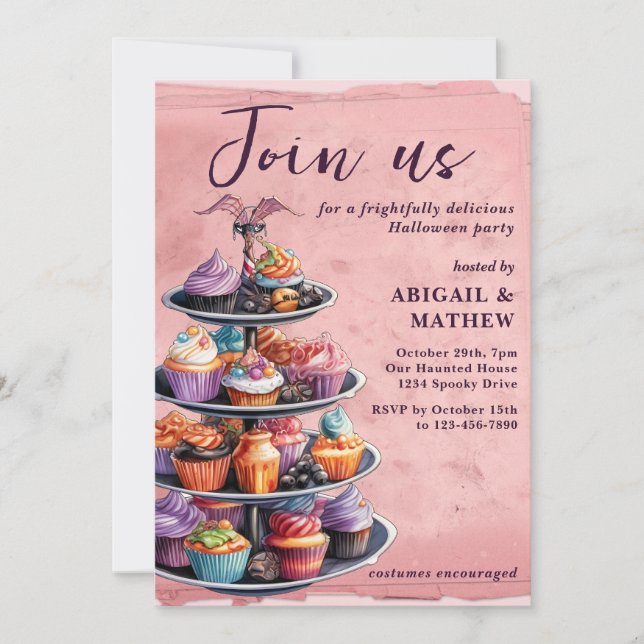 Convite Cupcakes de Halloween Festa de Trendy Halloween (Frente)