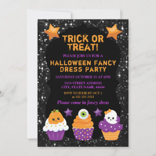 Convite Cupcakes de Halloween Olho de Abóbora Fantasma Kaw