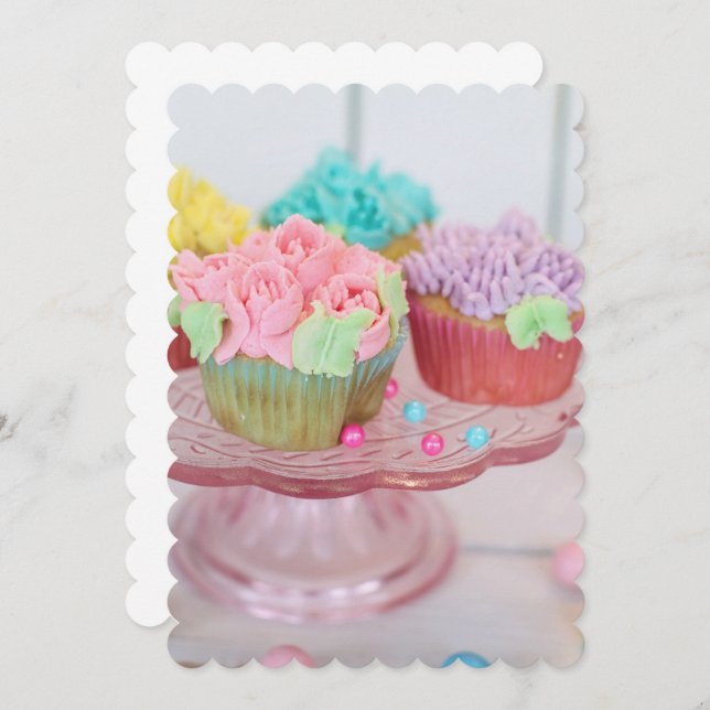 Convite Cupcakes doces de torta servem o destino do Yum De (Frente/Verso)