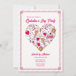 Convite Cupid Angels Galentines Invitation Heart Design