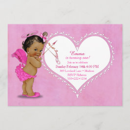 Convite Cúpide de Bebê Étnica Menina Asas de Anjo Halo Ros