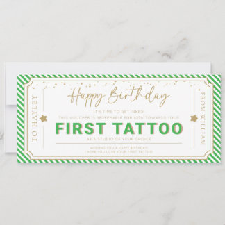 Convite Cupom de Presente de Aniversário para Primeira Tat