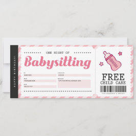 Convite Cupom de Presente Rosa para Babá Certificado Vouch