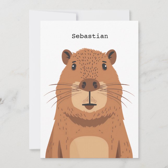 Convite Curioso Capybara Portrait (Frente)