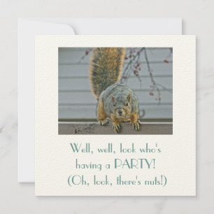 CONVITE CURIOSO ESQUIRREL NA FENÇA OLHANDO PARA A CASA