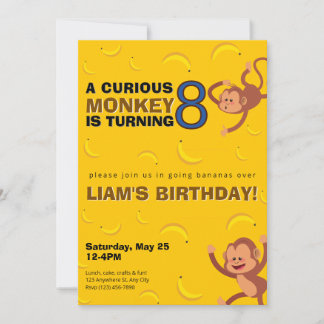 Convite Curious Monkey Birthday Invite | Banana Jungle