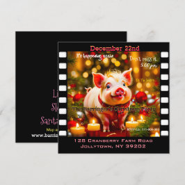 Convite Curly Tail Piglet Engraçado Festa de Natal Anual