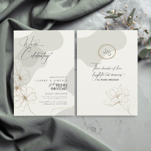 Convite Cursive Floral 30 Anniversário Neutrals ID1168