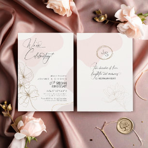 Convite Cursive Floral 50º Aniversário Blush ID1168