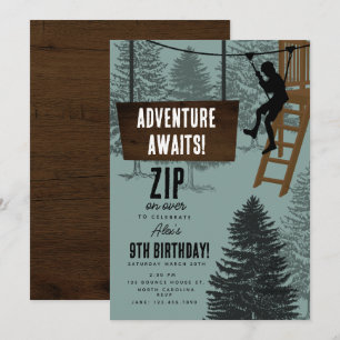 Convite Curso de corda Zipline Aventura ao ar livre Aniver
