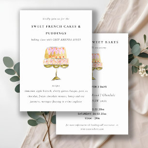 Convite Curso de Culinária de Padaria de Bolo em Aquarela 