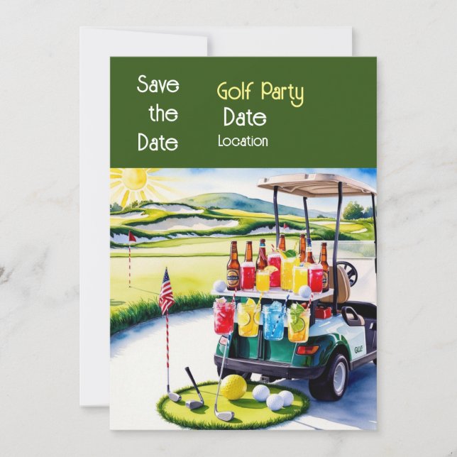 Convite Curso Golf com decoração de Festas de aniversário (Frente)