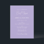 Convite Curta Lavanda de Bat Mitzvah com Script Minimalist<br><div class="desc">Convite Mitzvah para Bat Moderno de Corte Moderno de Script Minimalista Personalizado</div>